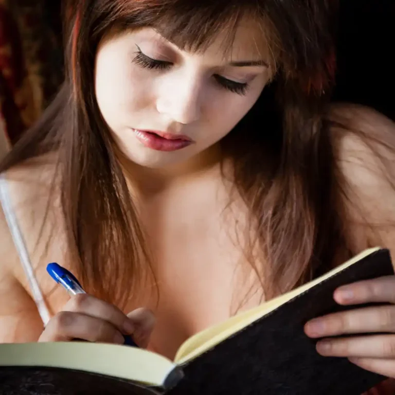 mujer escribiendo en un cuaderno 1024x1024